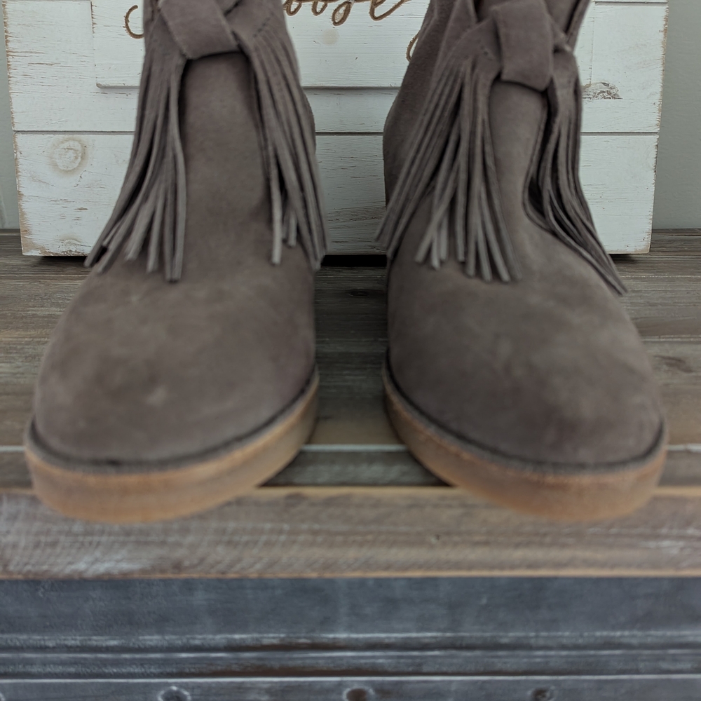 UGG Suede Fringe Ankle Booties - Brown